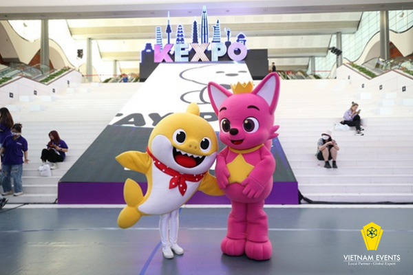 Cute characters from "Baby Shark" song appears at the expo